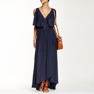 Free People Fiona Maxi Wrap Dress in Midnight Blue